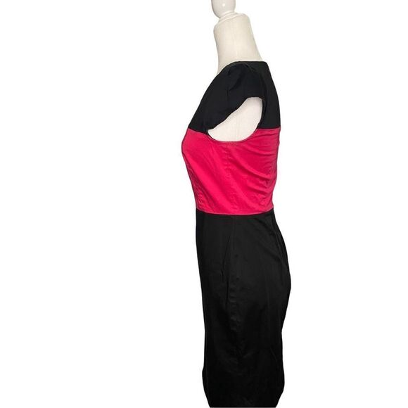 French Connection Fuchsia and Black Color Block Fitted Dress - Picture 3 of 7